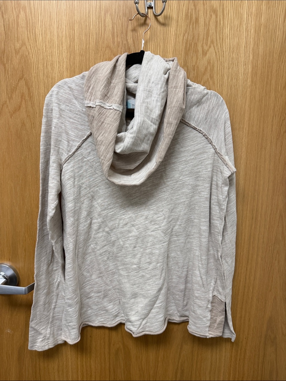 Free People Beach Cocoon Cowl Neck Pullover Slouchy Neck Sweater Beige/Tan